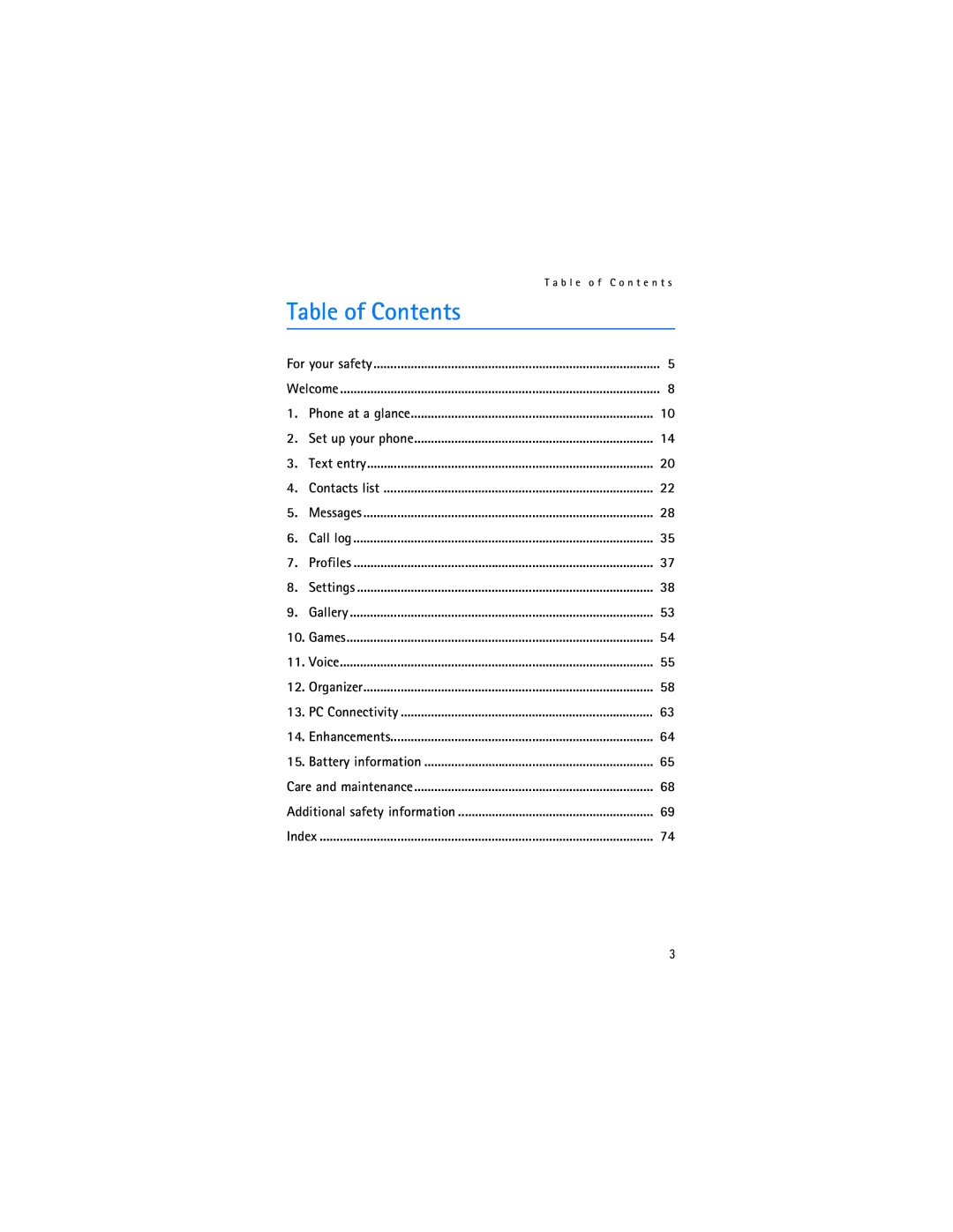 Nokia 2128i manual Table of Contents 