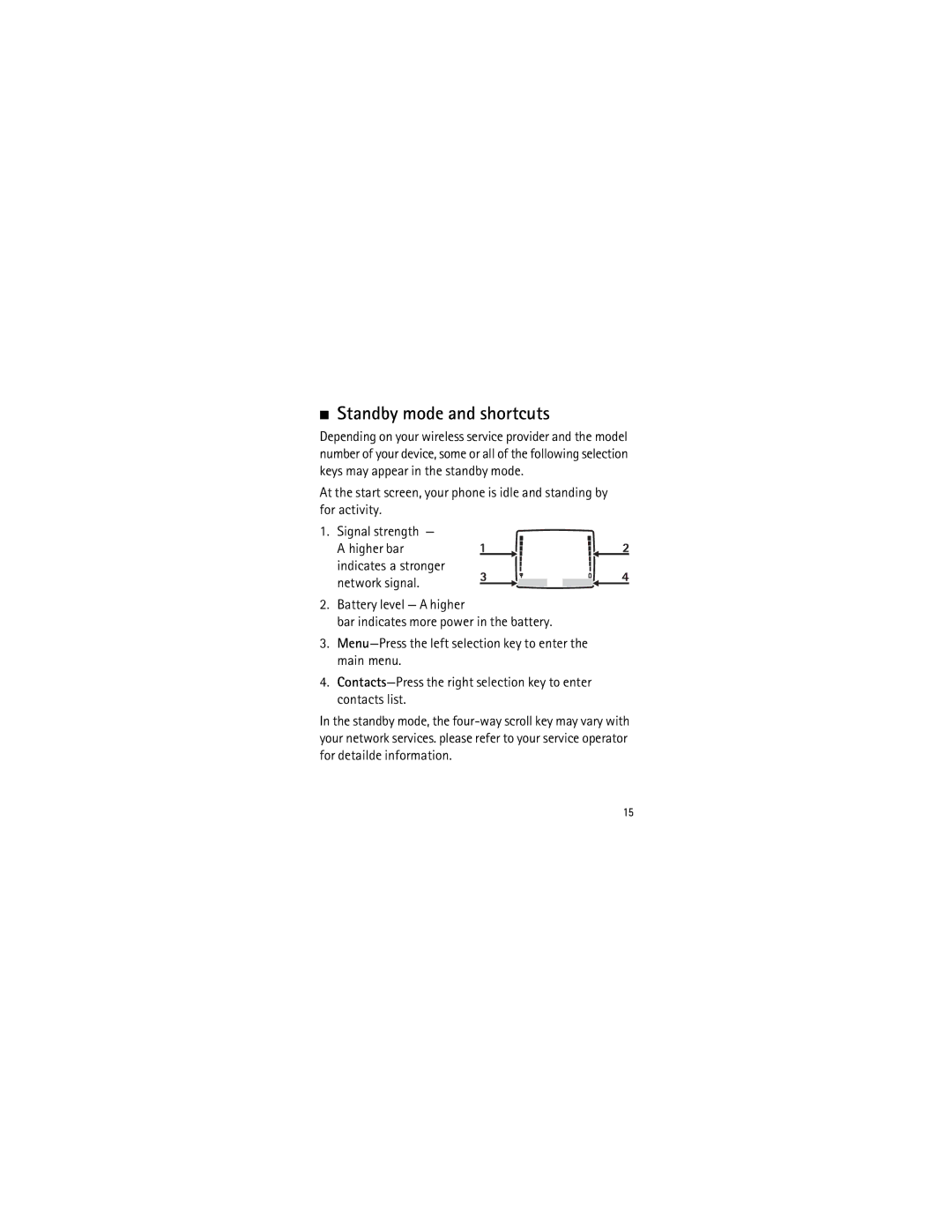 Nokia 2135 manual Standby mode and shortcuts 