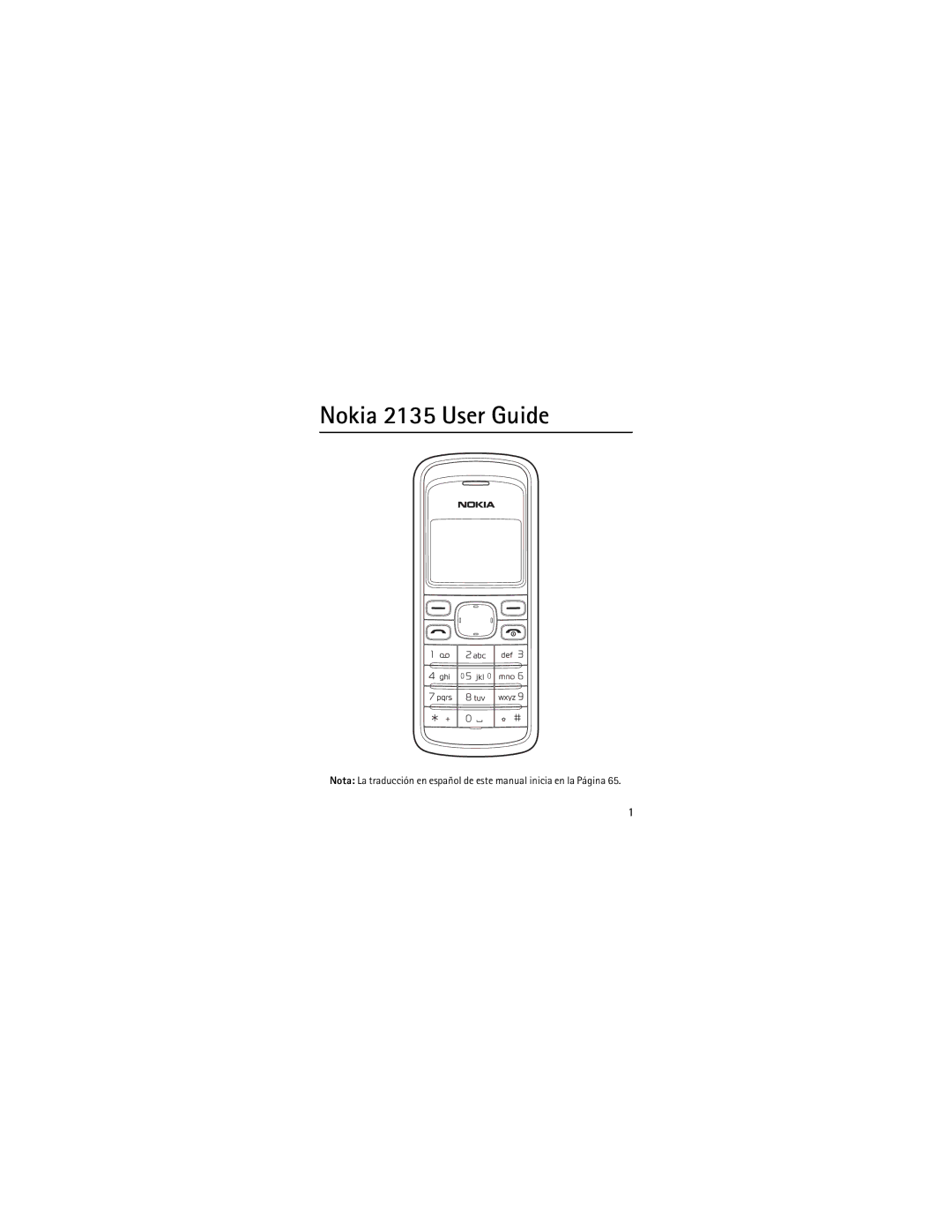 Nokia manual Nokia 2135 User Guide 