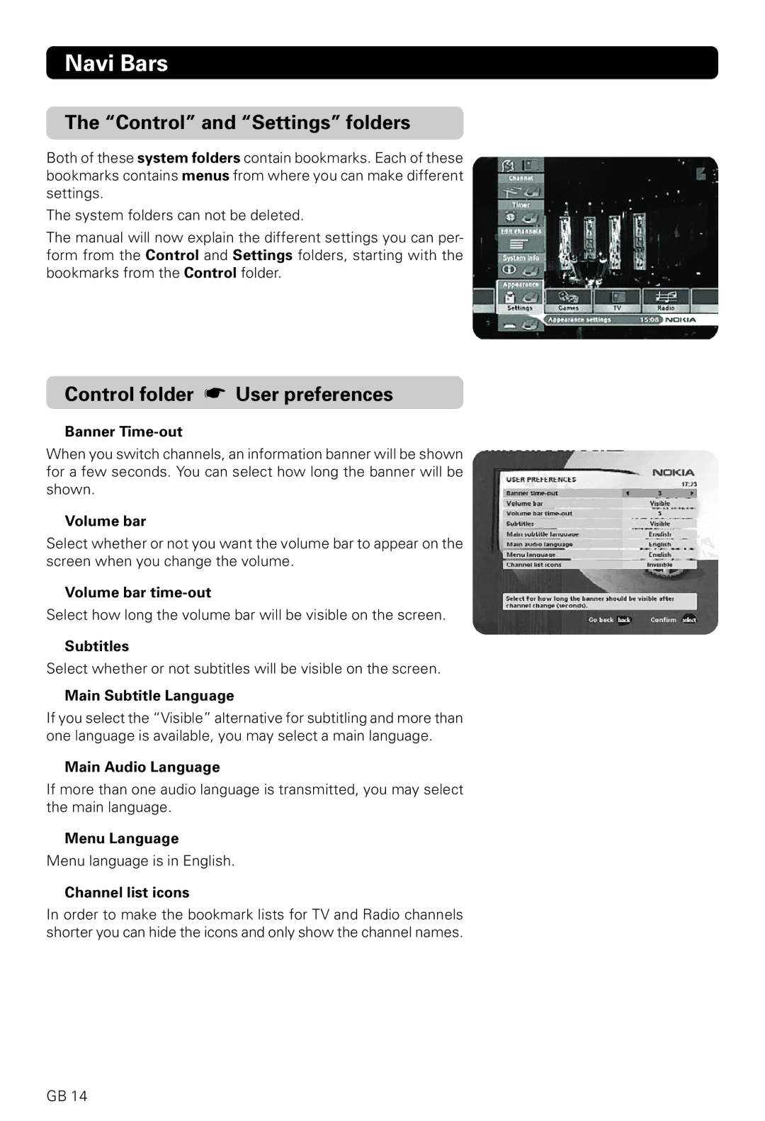 Nokia 221 T owner manual Control and Settings folders, Control folder User preferences 