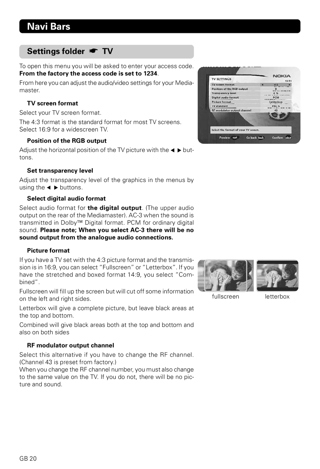 Nokia 221 T owner manual Settings folder TV 