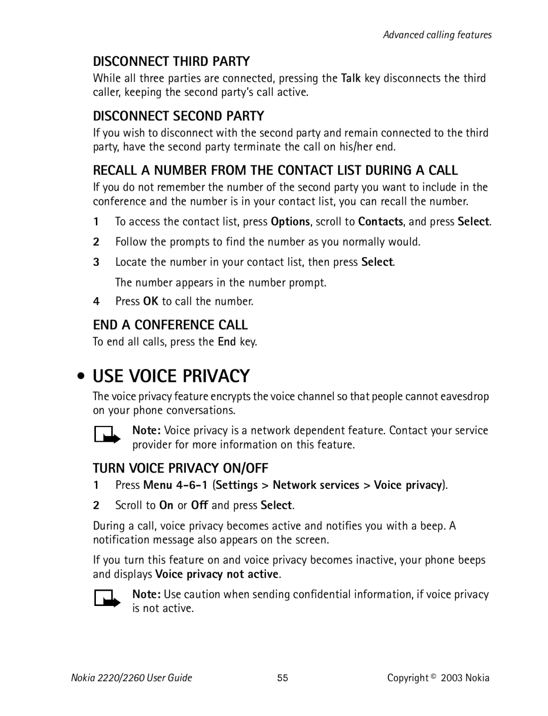 Nokia 2220 specifications USE Voice Privacy 