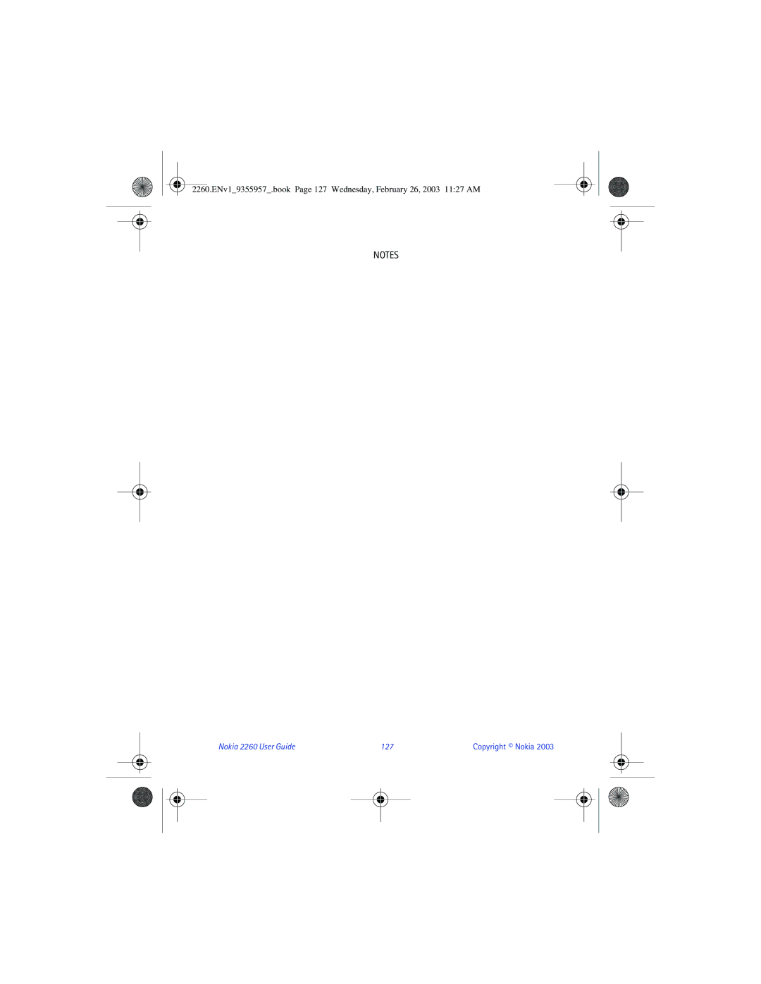 Nokia manual Nokia 2260 User Guide 127 