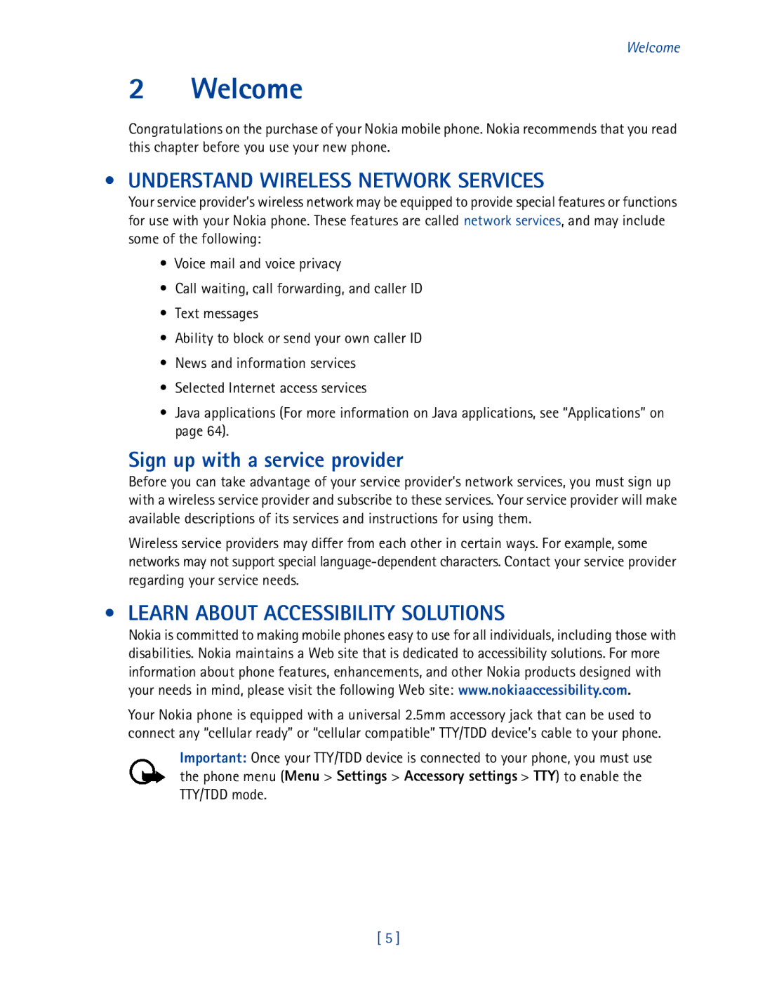 Nokia 2270 manual Welcome, Understand Wireless Network Services, Sign up with a service provider 