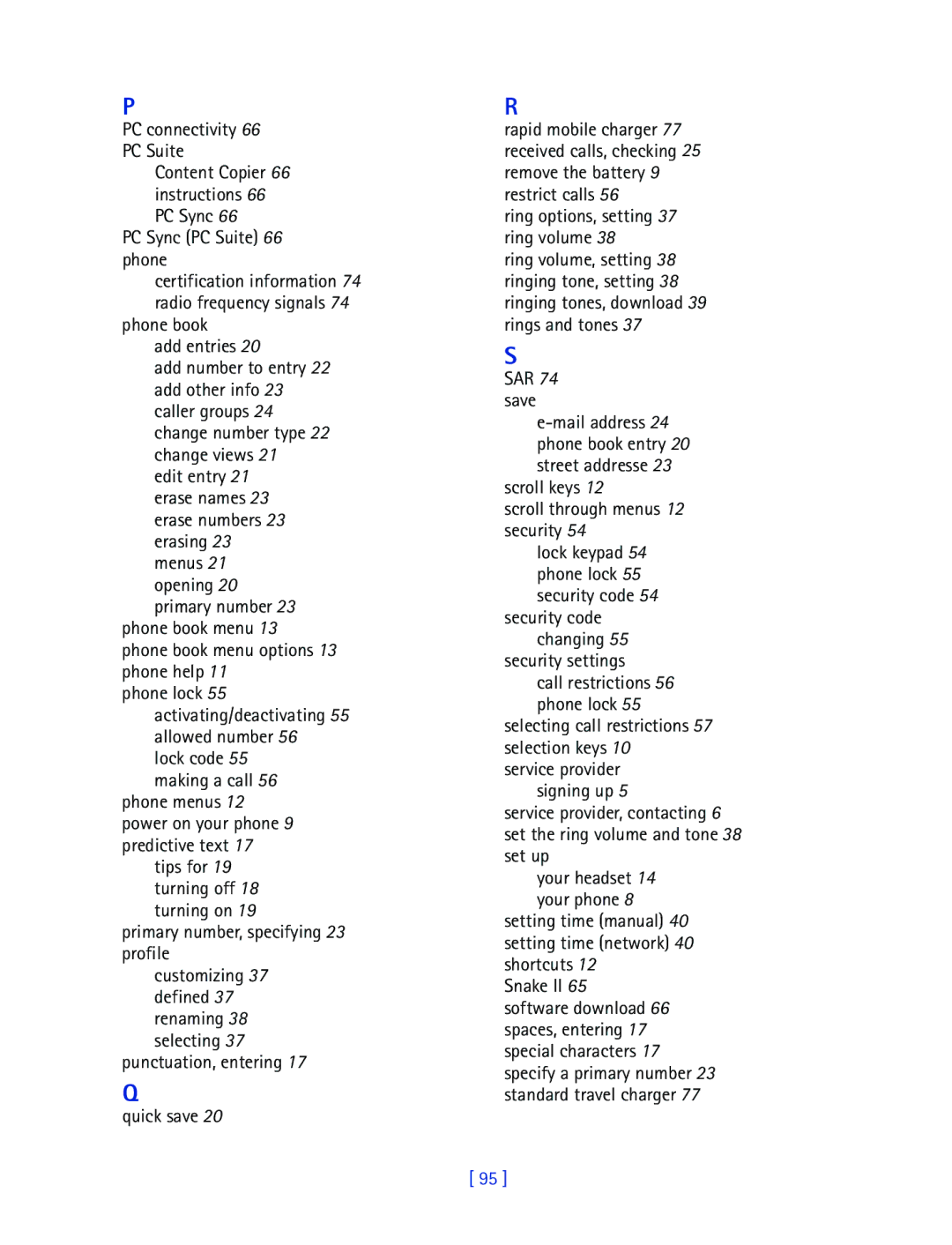 Nokia 2270 manual Scroll keys Scroll through menus 12 security, Snake II 