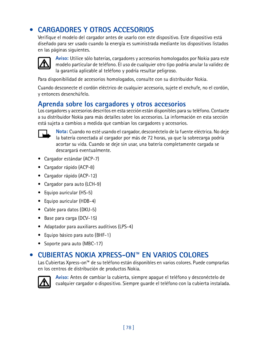 Nokia 2270 manual Cargadores Y Otros Accesorios, Aprenda sobre los cargadores y otros accesorios 