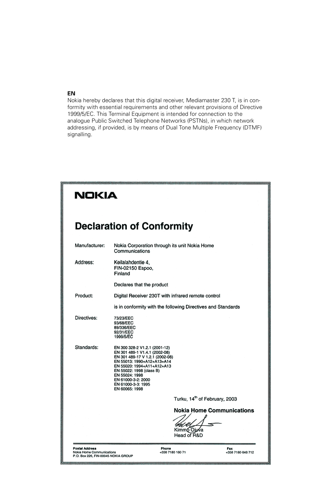 Nokia 230 T manual 