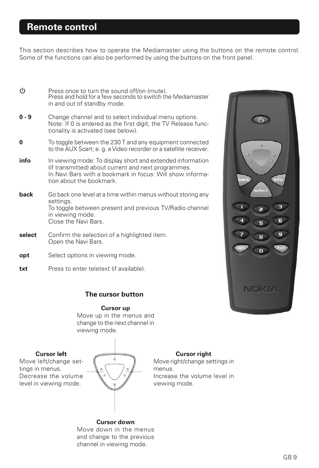 Nokia 230 T manual Remote control 