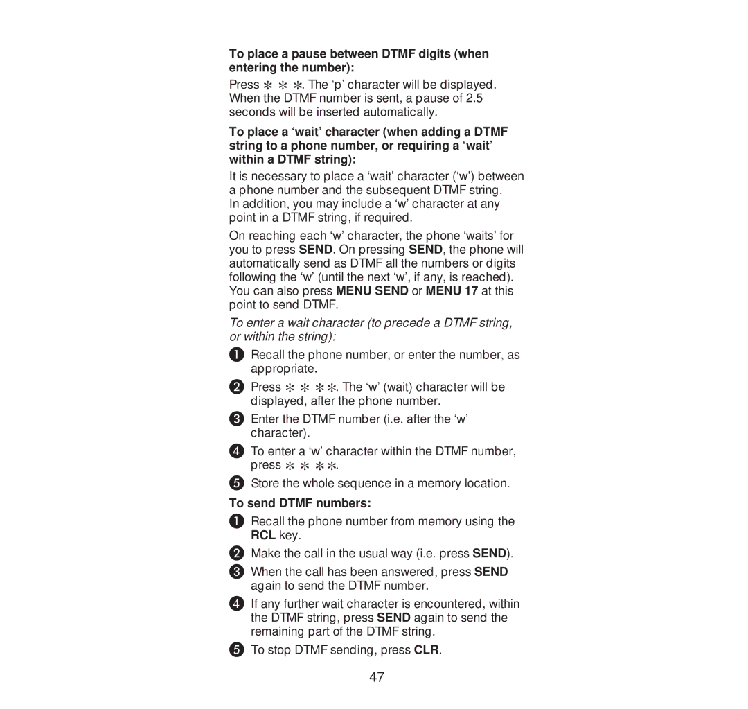 Nokia 232N manual To send Dtmf numbers 