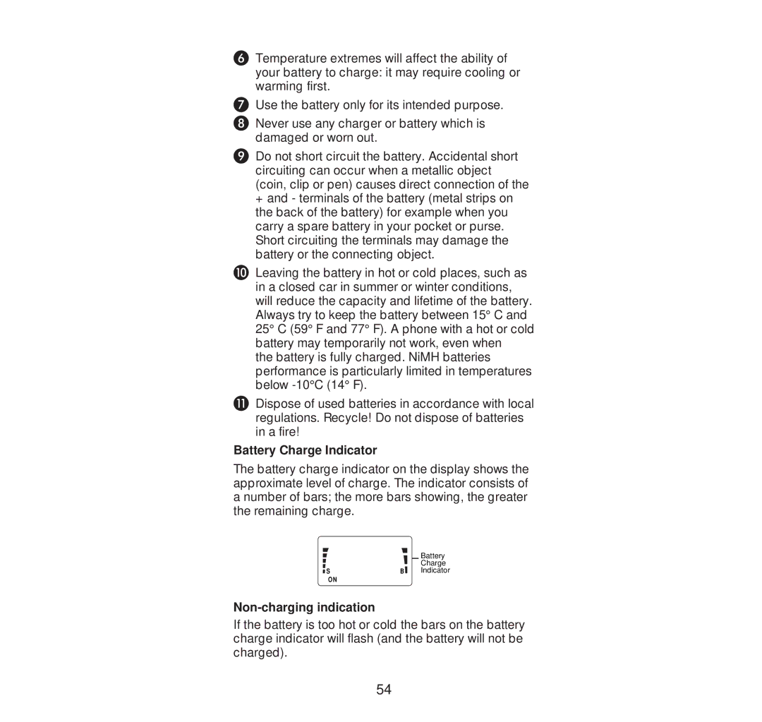 Nokia 232N manual Battery Charge Indicator, Non-charging indication 