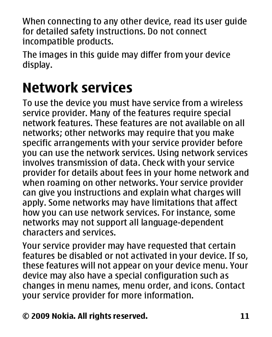 Nokia 2330 manual Network services 