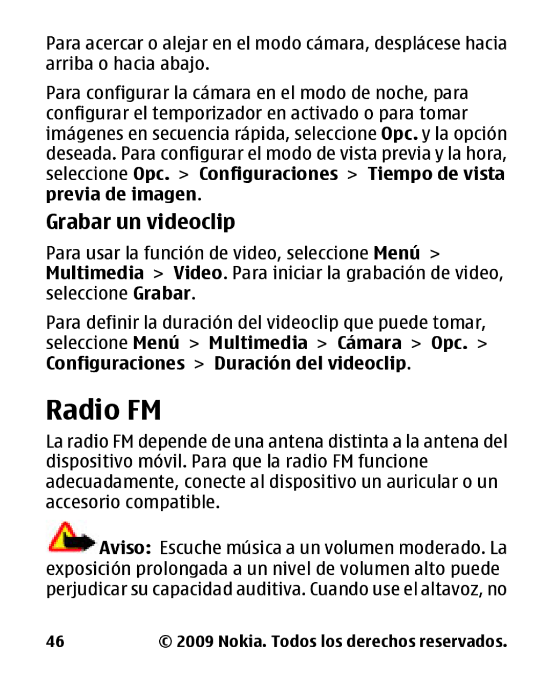 Nokia 2330 manual Radio FM, Grabar un videoclip 