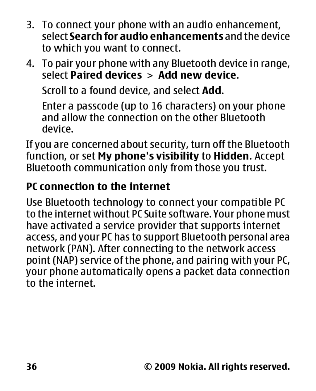 Nokia 2330 manual PC connection to the internet 