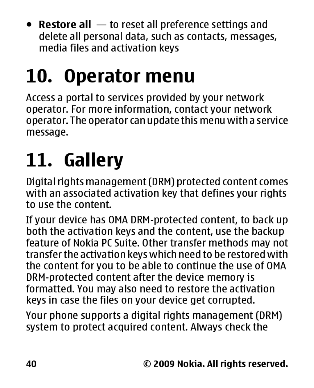 Nokia 2330 manual Operator menu, Gallery 