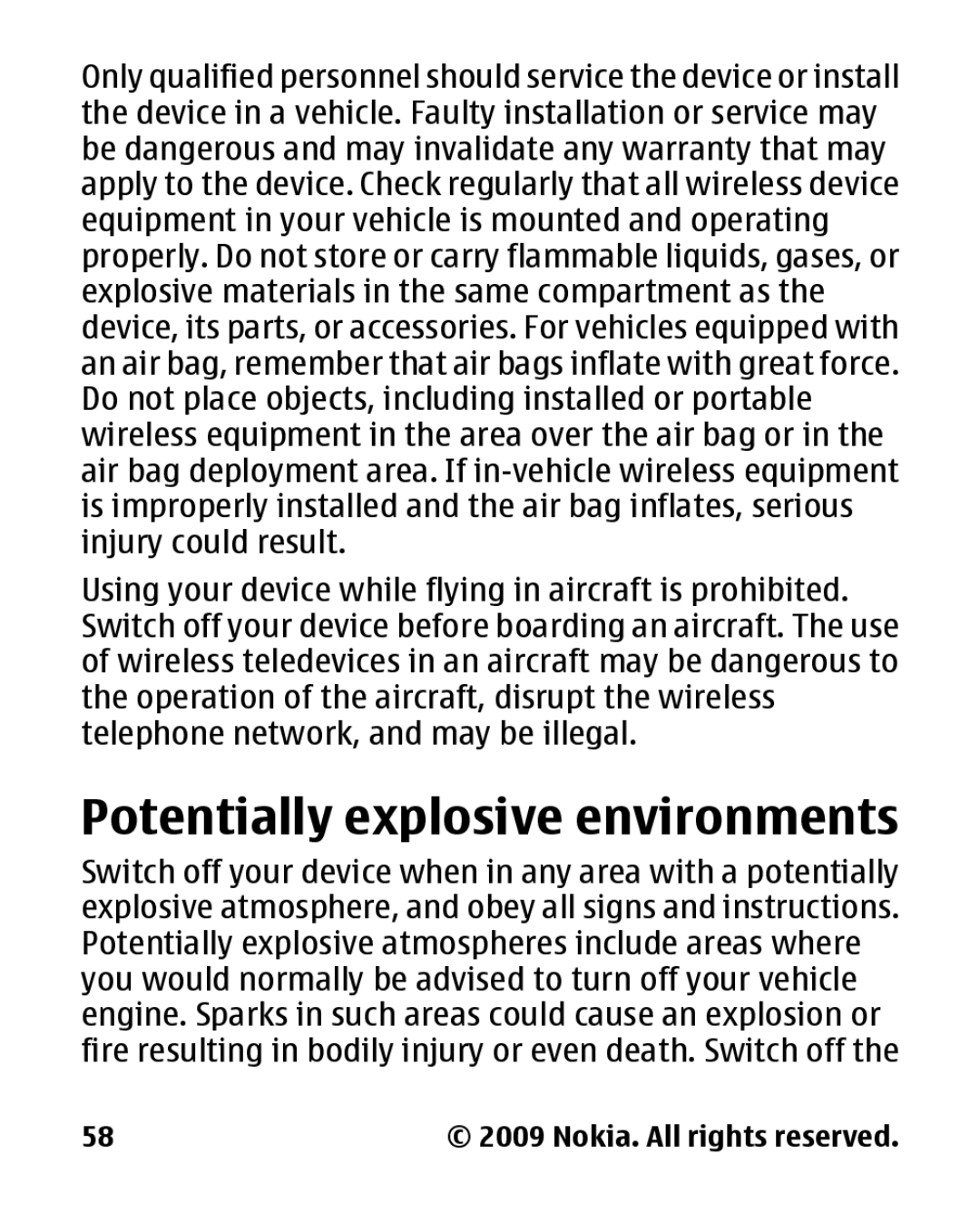 Nokia 2330 manual Potentially explosive environments 