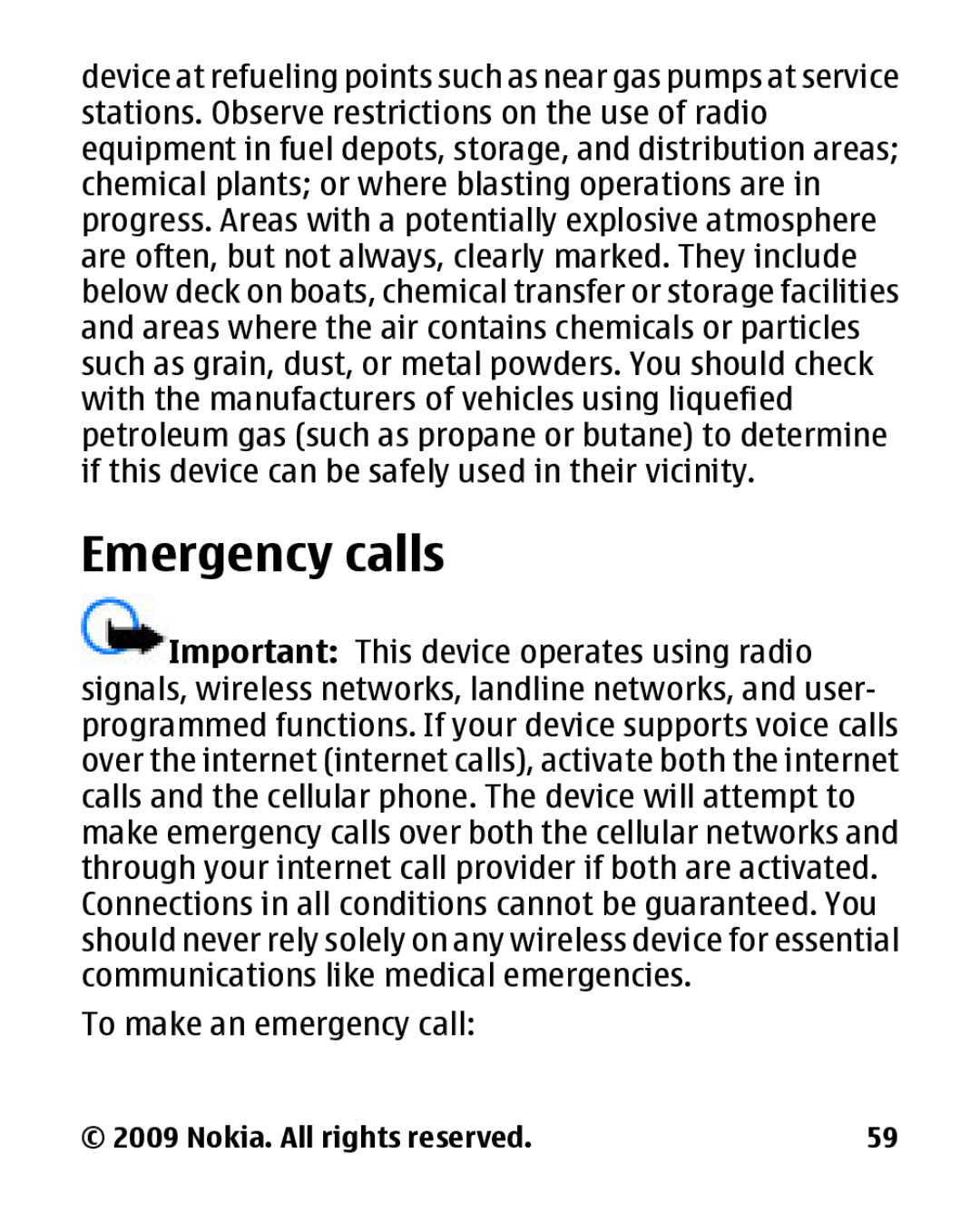 Nokia 2330 manual Emergency calls 