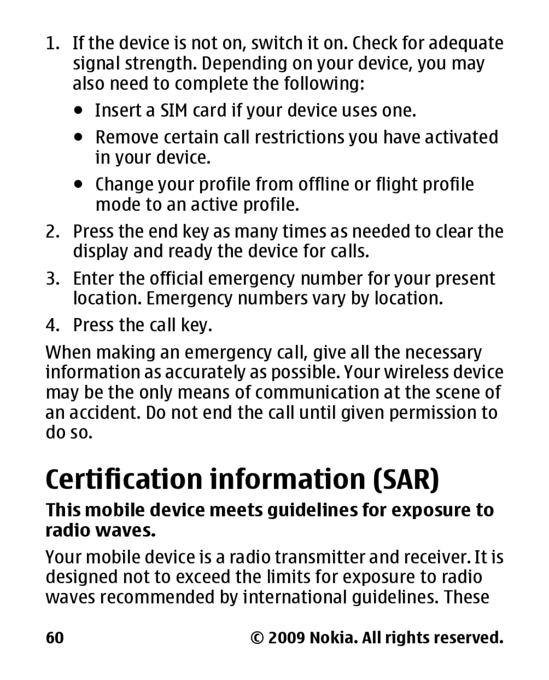 Nokia 2330 manual Certification information SAR 