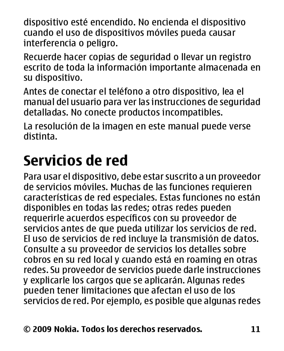 Nokia 2330 manual Servicios de red 