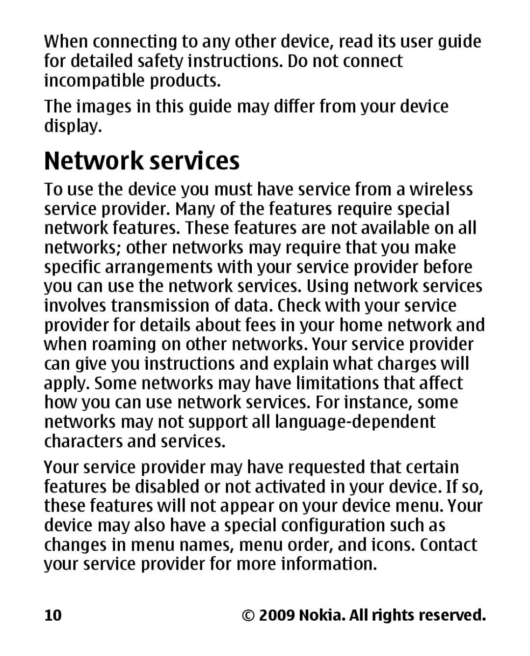 Nokia 2330C manual Network services 