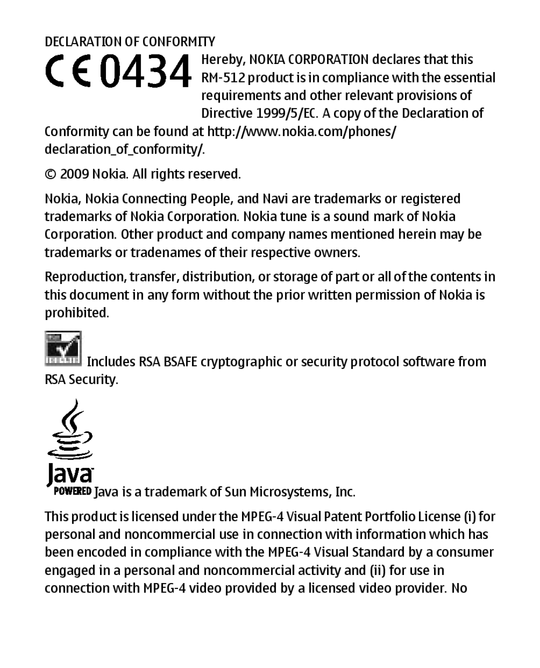 Nokia 2330C manual Declaration of Conformity 