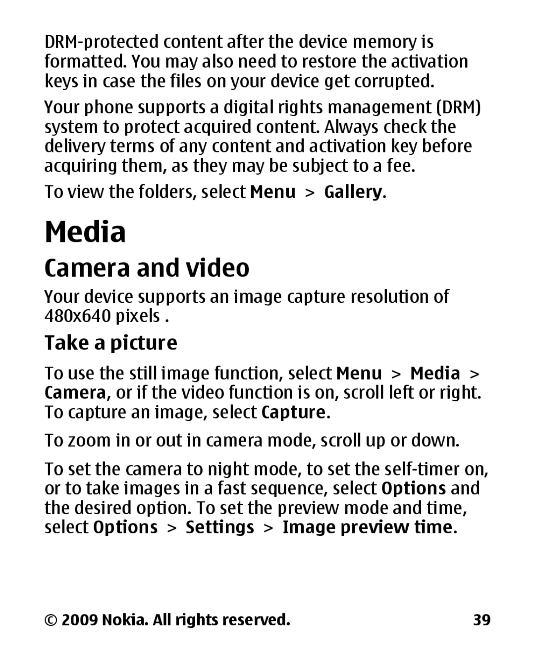 Nokia 2330C manual Media, Camera and video, Take a picture 