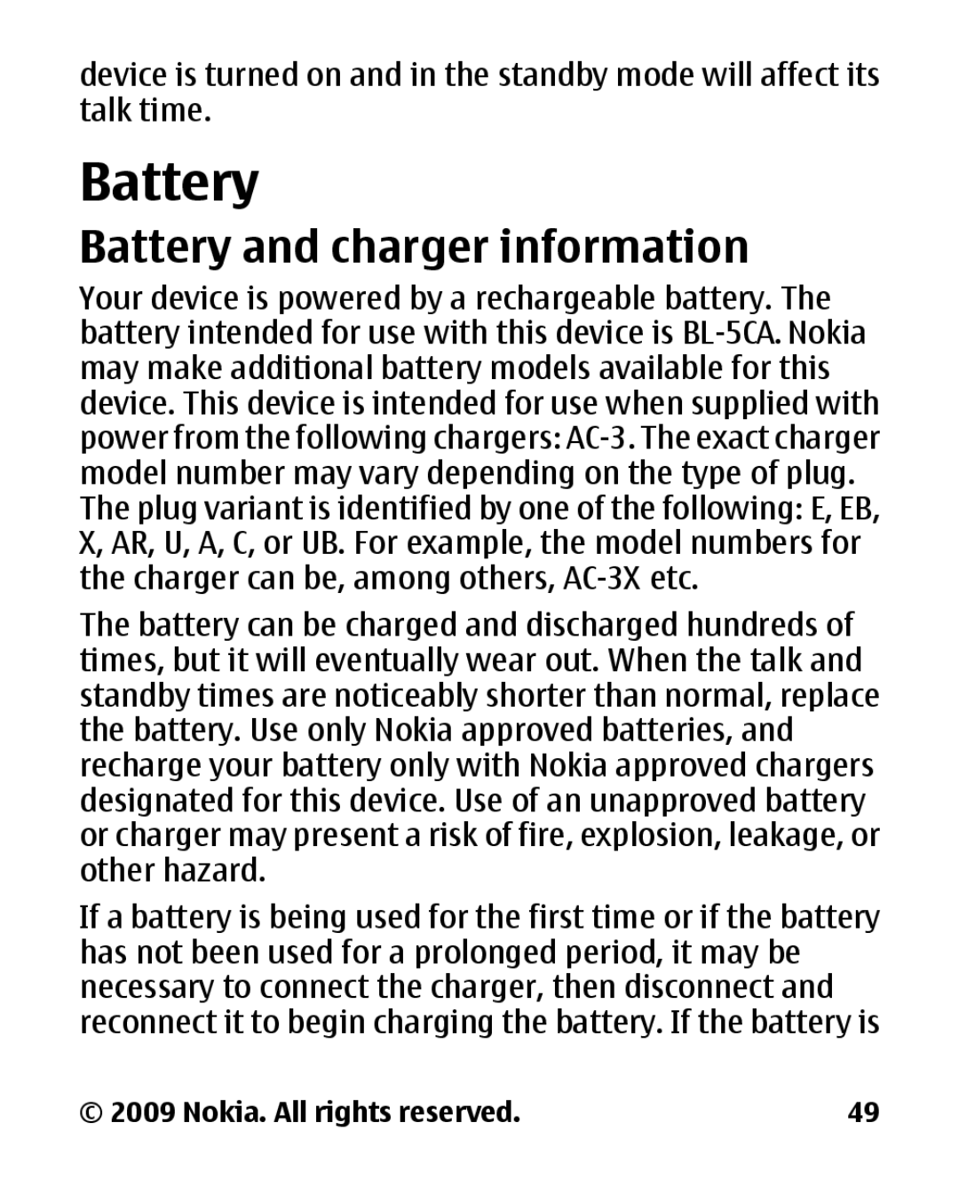 Nokia 2330C manual Battery and charger information 