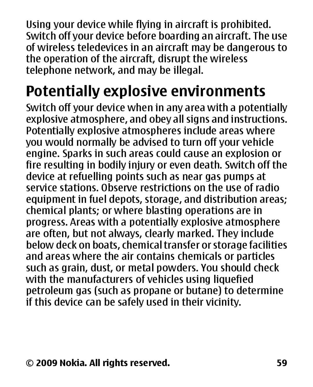 Nokia 2330C manual Potentially explosive environments 