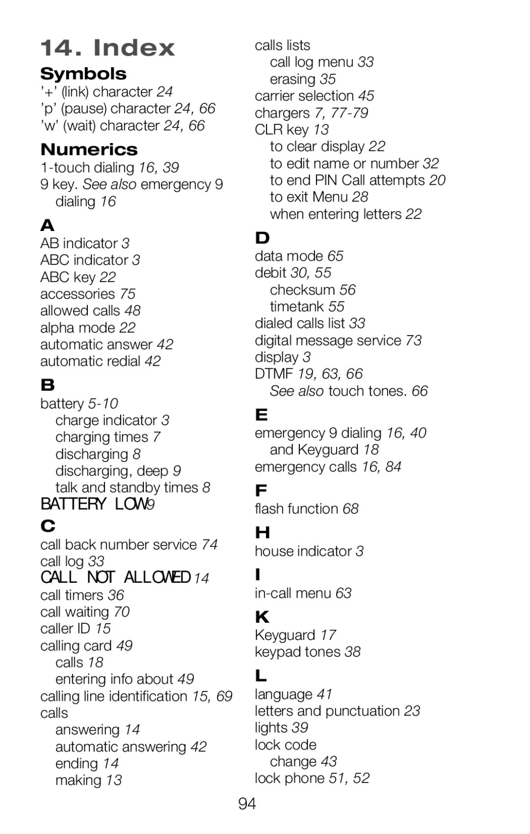 Nokia 252C owner manual Index, Symbols, Numerics 