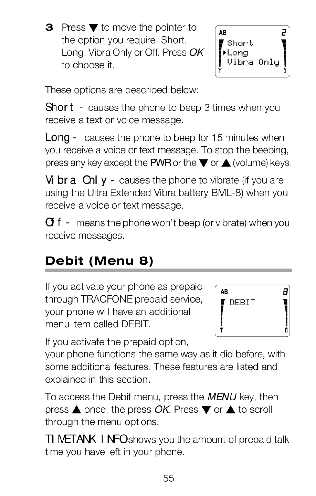 Nokia 252C owner manual Debit Menu 