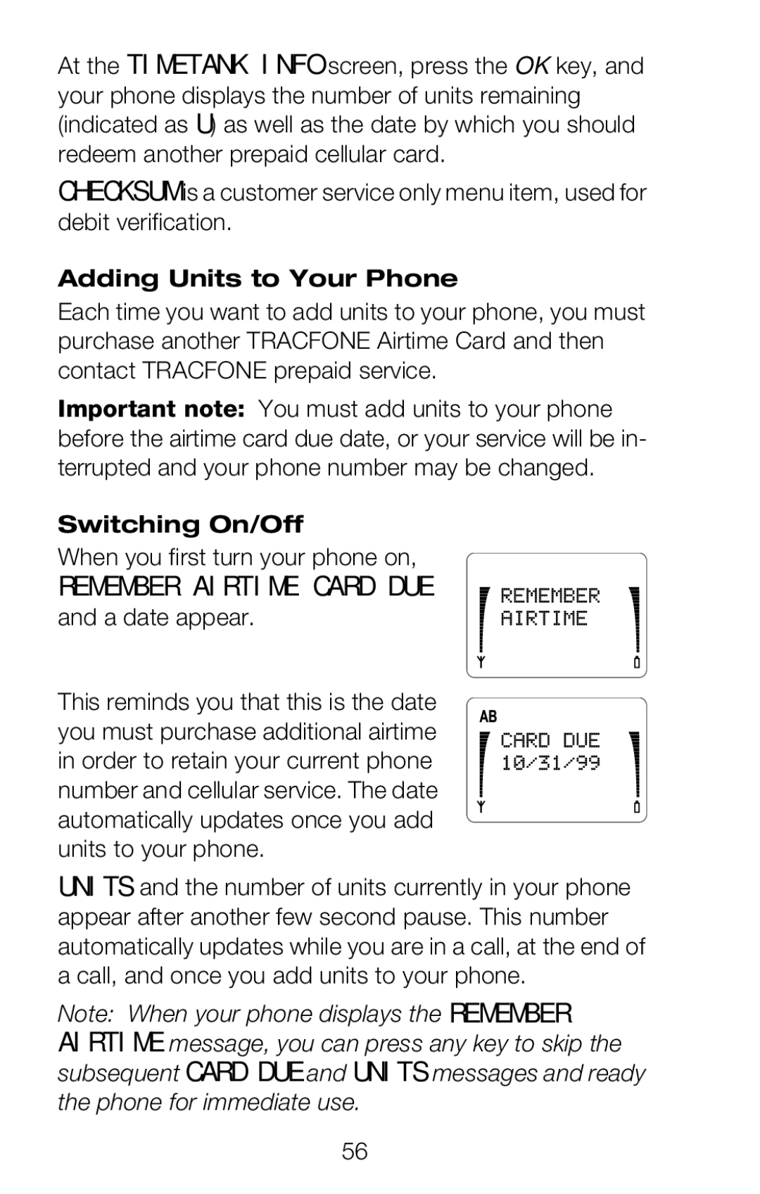 Nokia 252C Adding Units to Your Phone, Switching On/Off, When you first turn your phone on, Units to your phone 