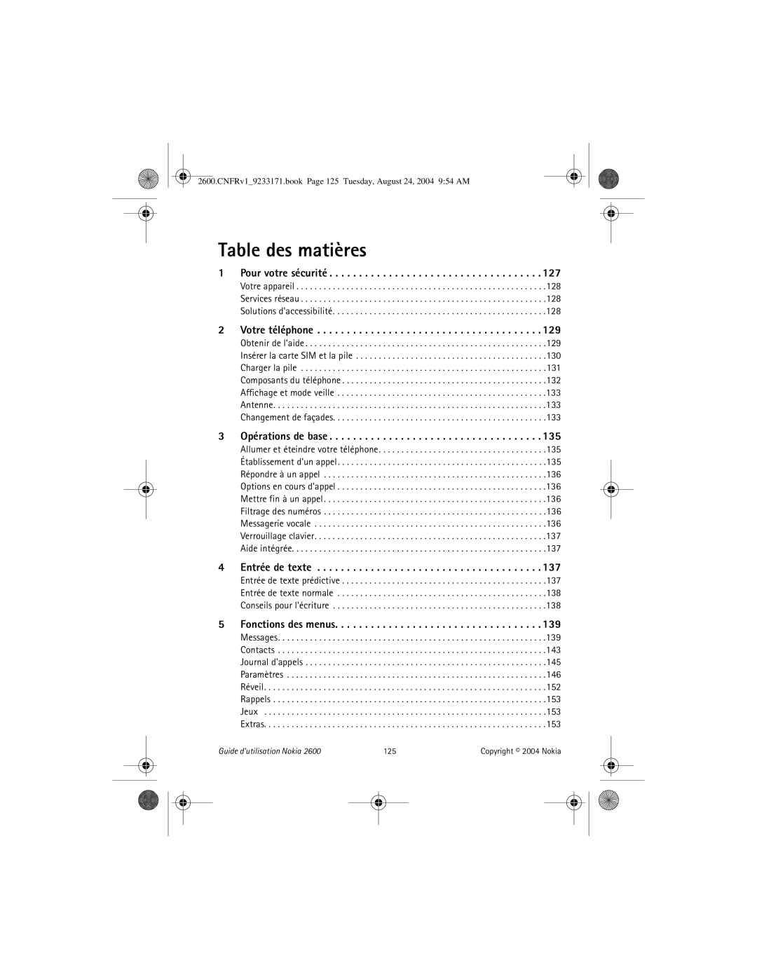 Nokia 2600 manual Table des matières, Votre téléphone 