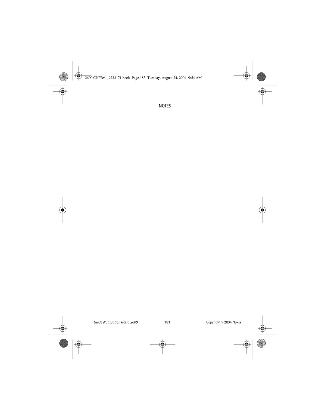 Nokia 2600 manual Guide dutilisation Nokia 183 Copyright 2004 Nokia 