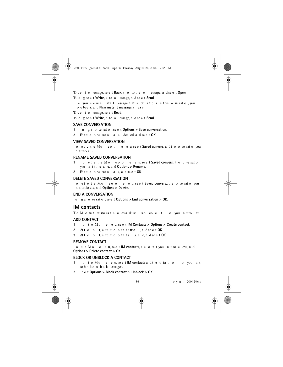Nokia 2600 manual IM contacts 