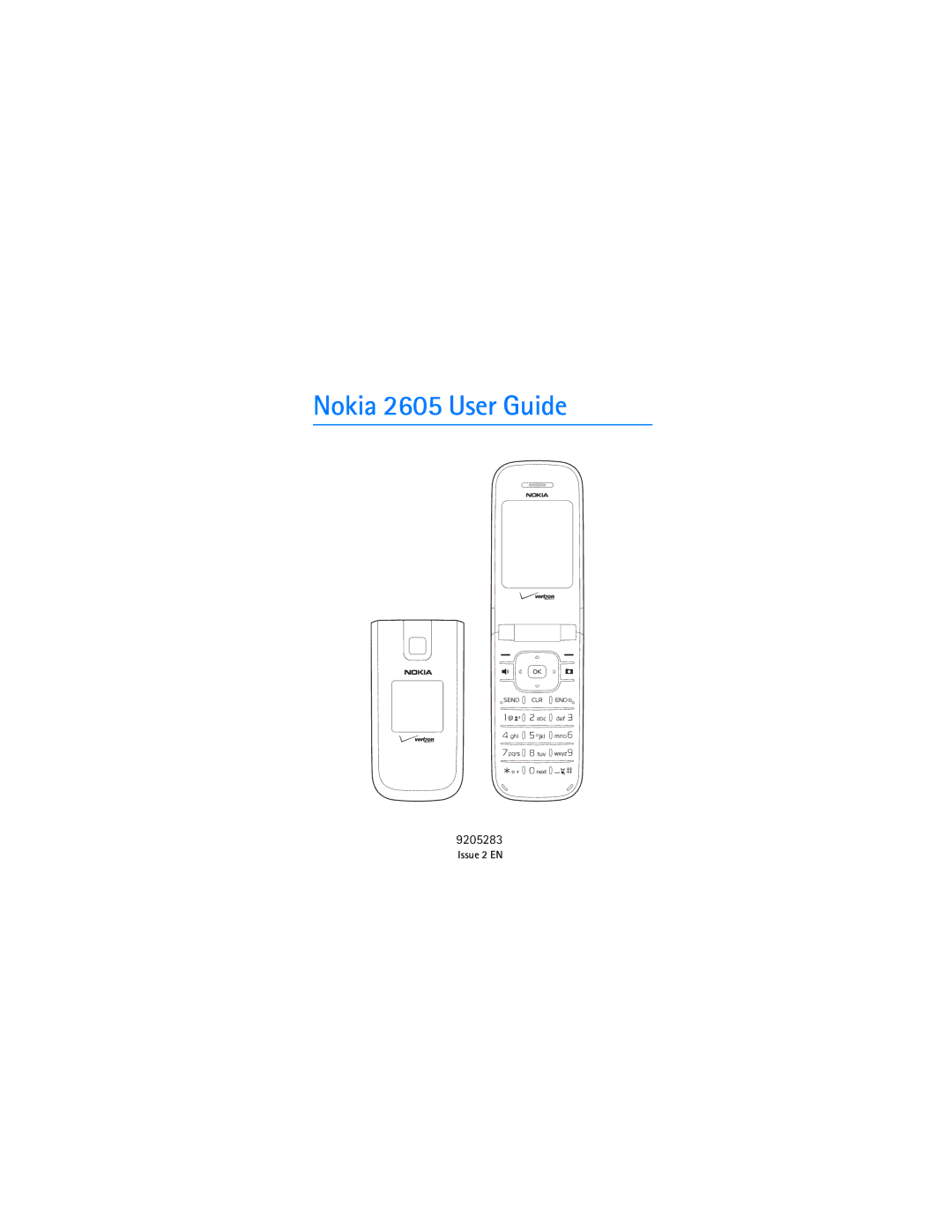 Nokia manual Nokia 2605 User Guide, 9205283 