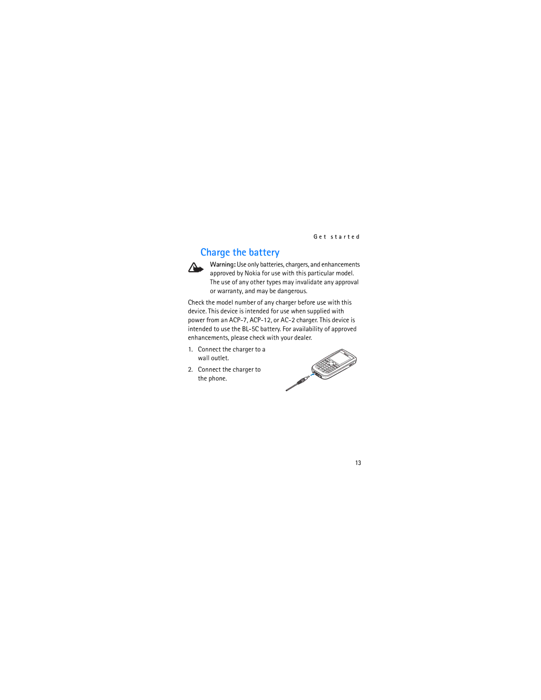 Nokia 2610 manual Charge the battery 