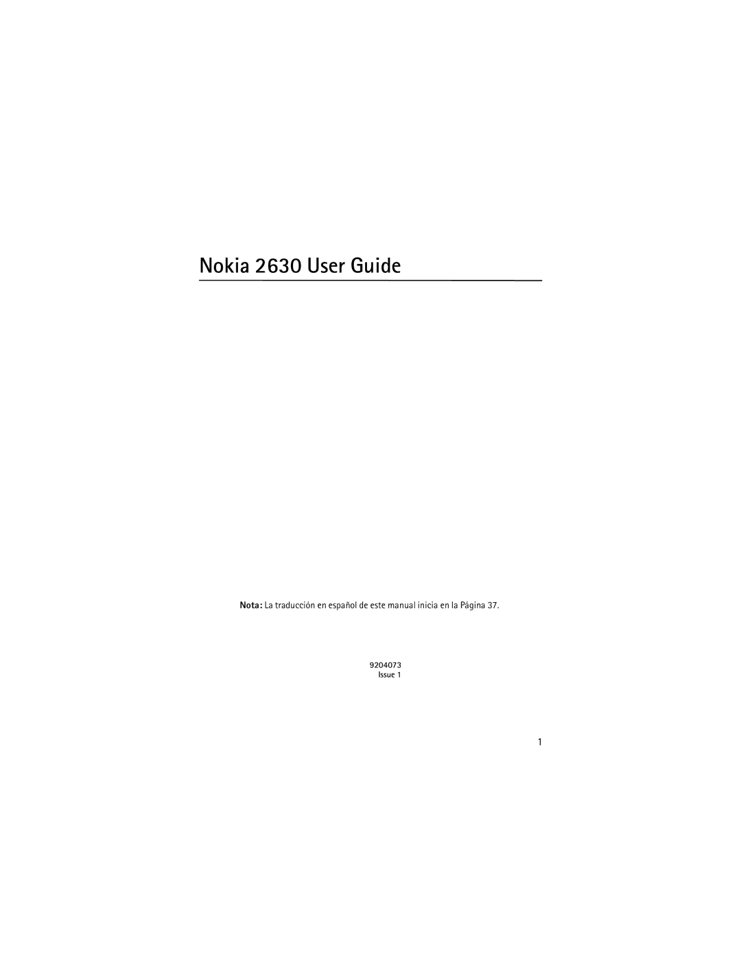 Nokia manual Nokia 2630 User Guide 