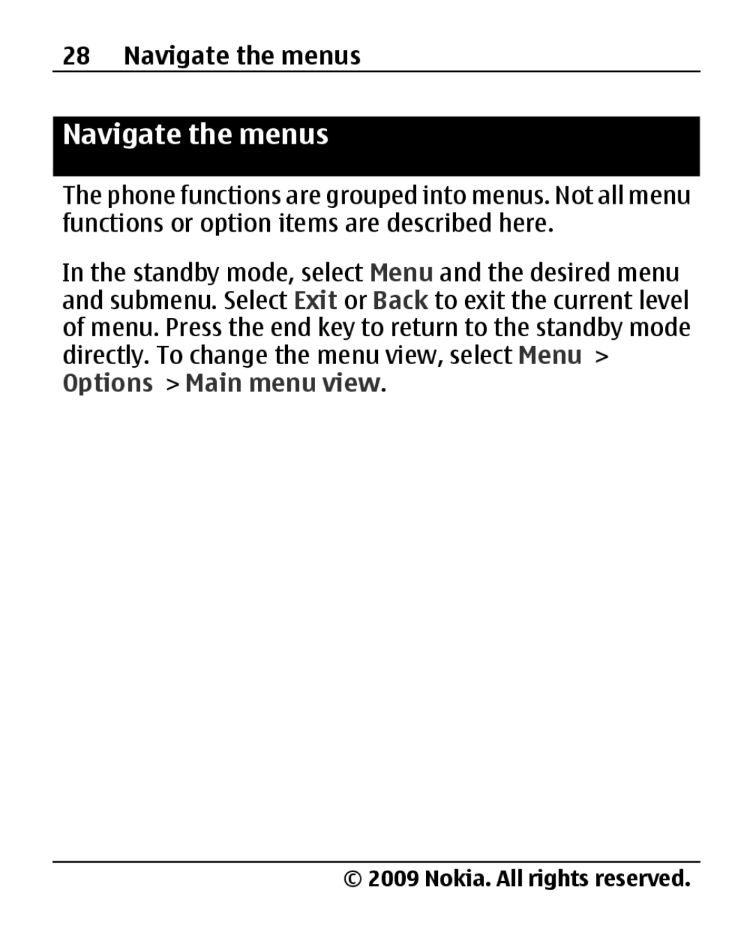 Nokia 2690 manual Navigate the menus 