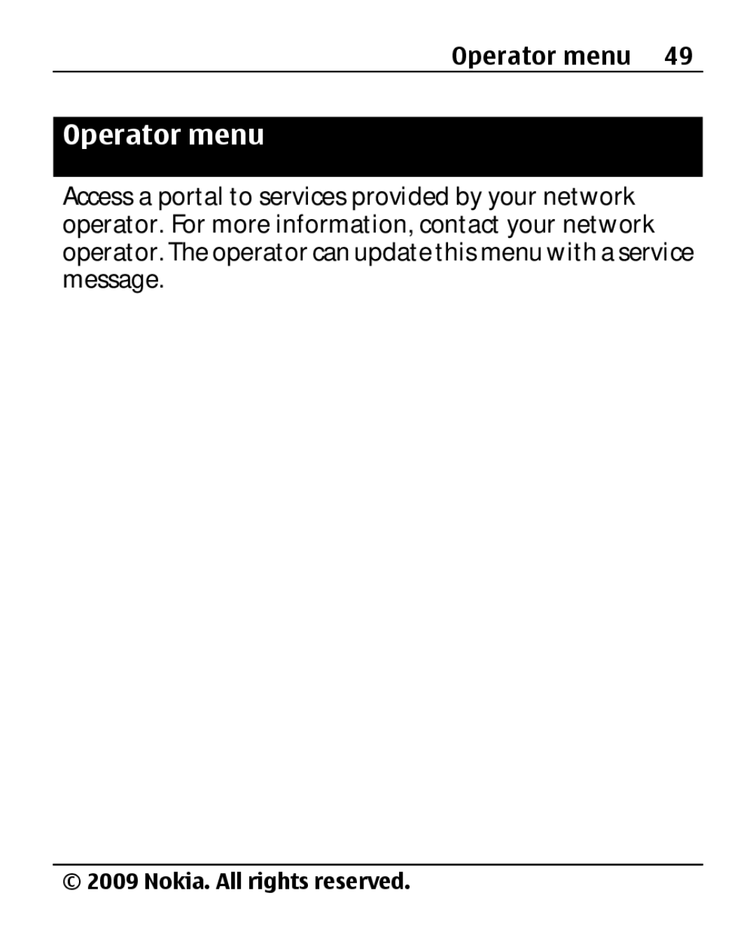 Nokia 2690 manual Operator menu 