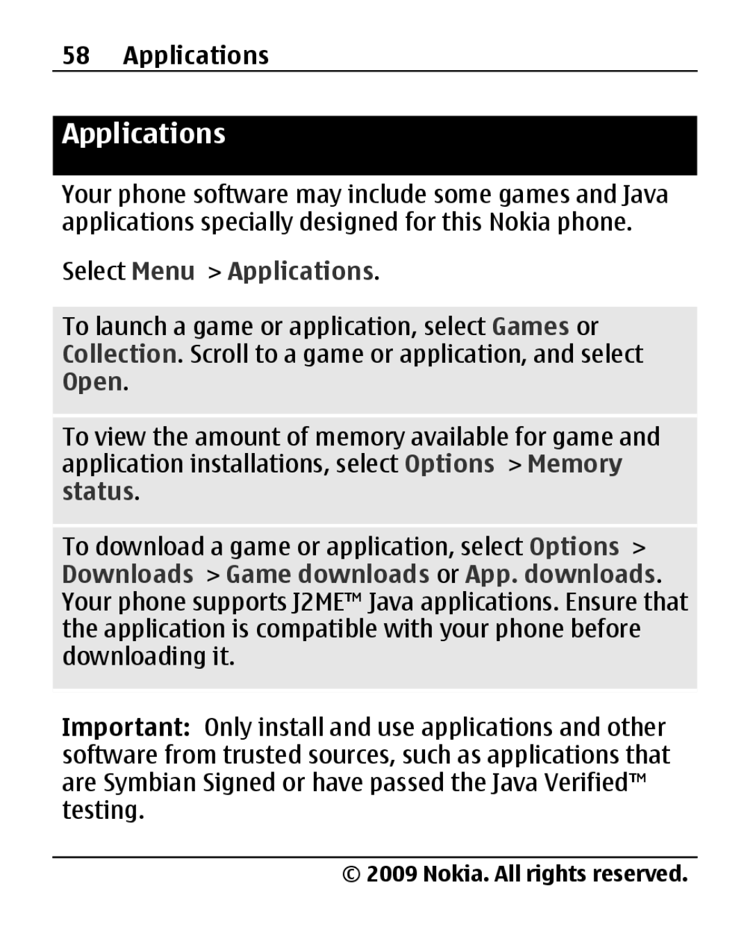 Nokia 2690 manual Select Menu Applications 