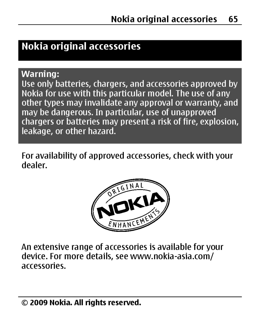 Nokia 2690 manual Nokia original accessories 