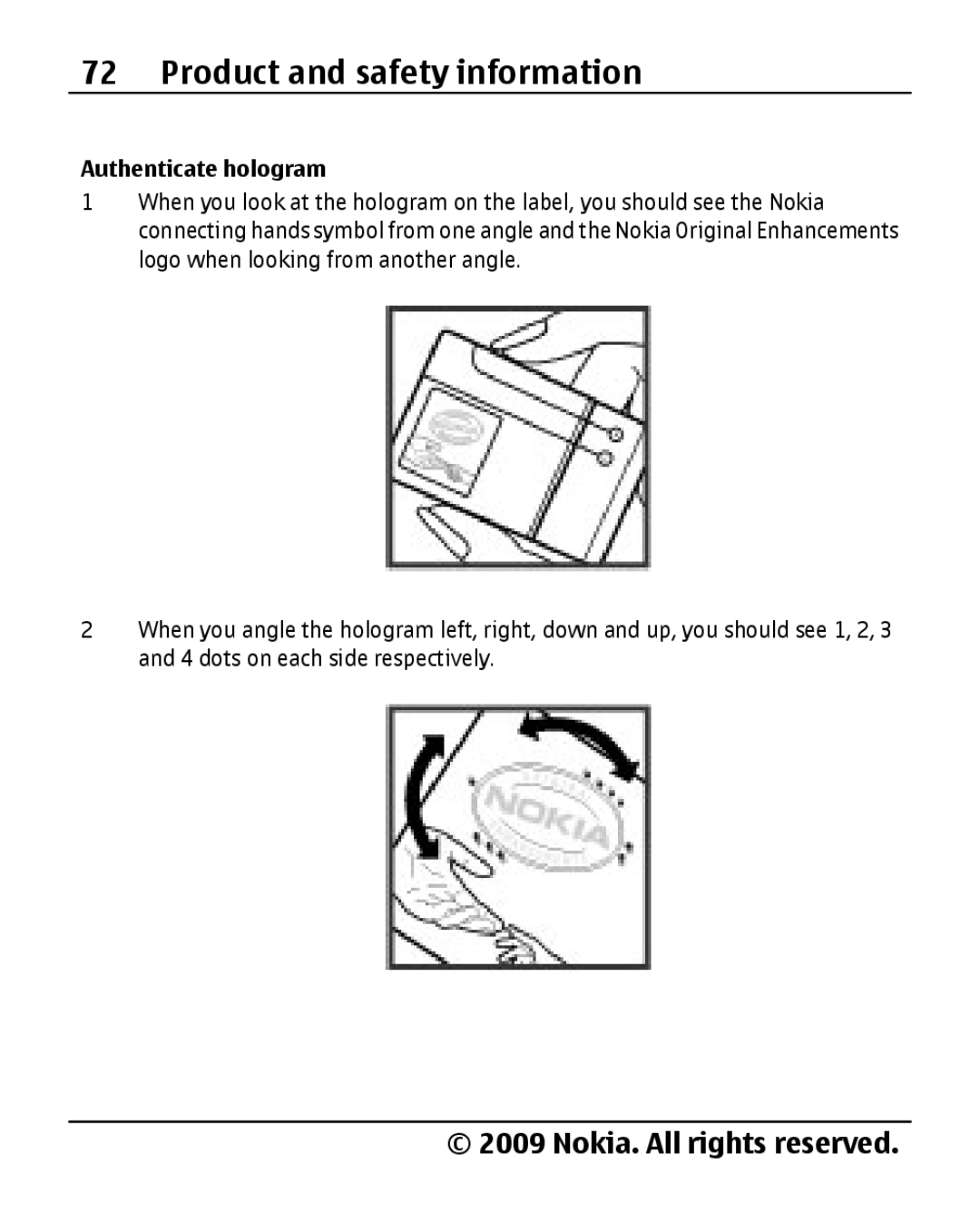 Nokia 2690 manual Authenticate hologram 