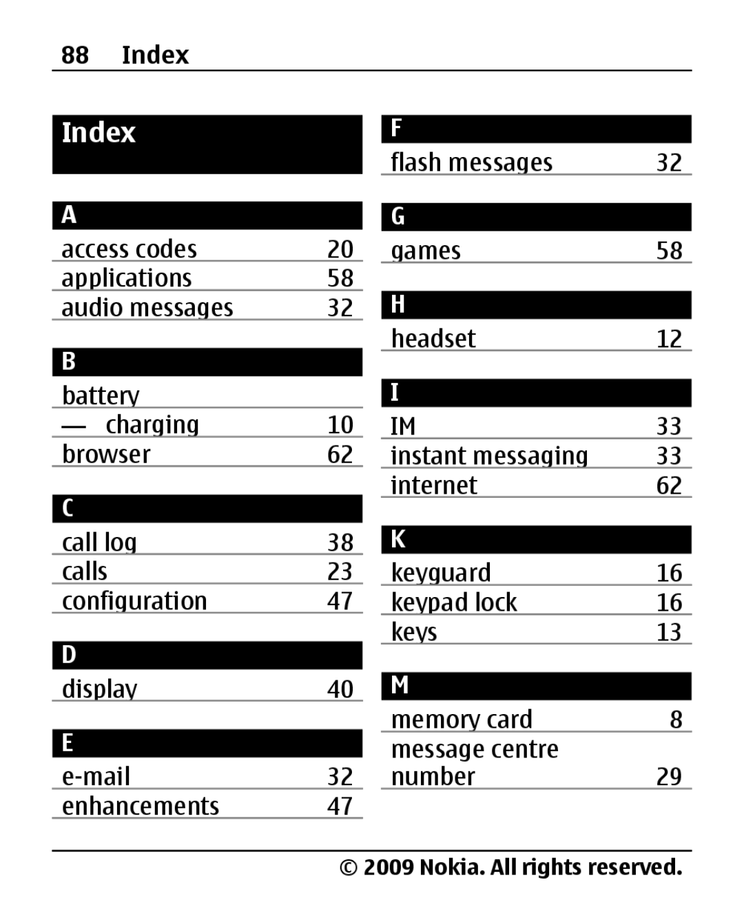 Nokia 2690 manual Index 