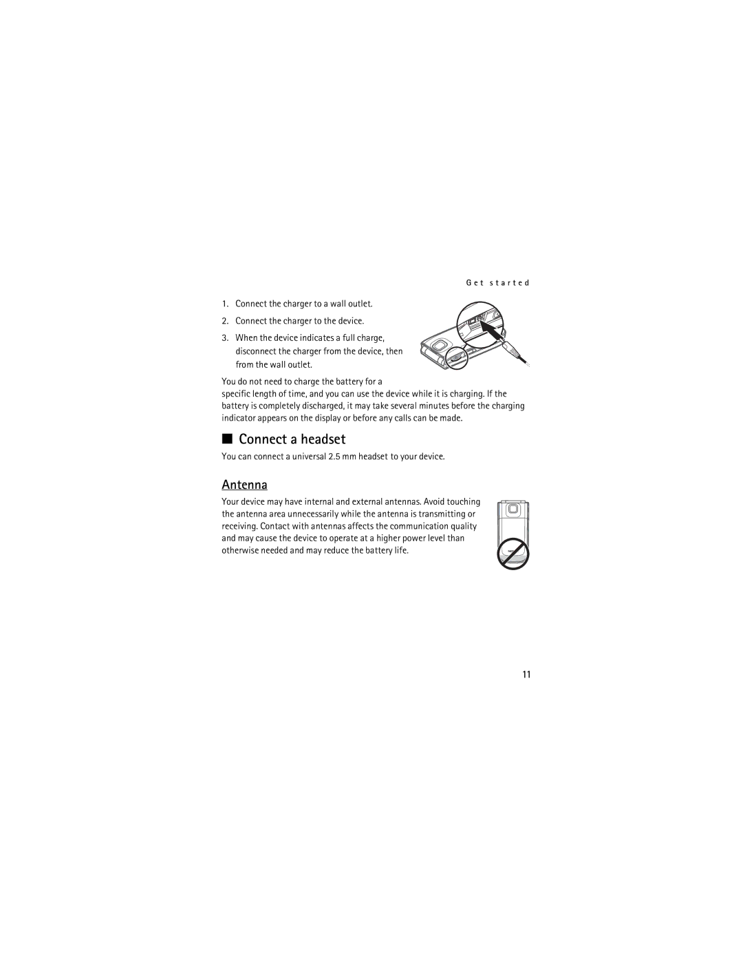 Nokia 2720 manual Connect a headset, Antenna 