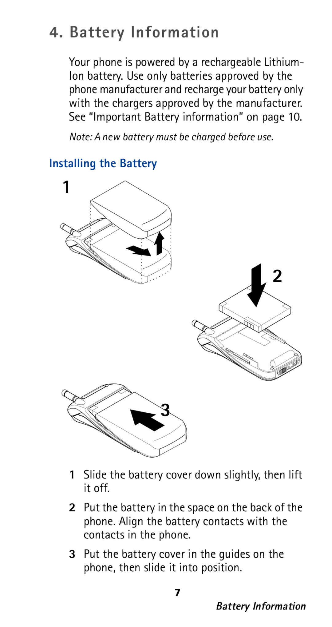 Nokia 282 owner manual Battery Information, Installing the Battery 