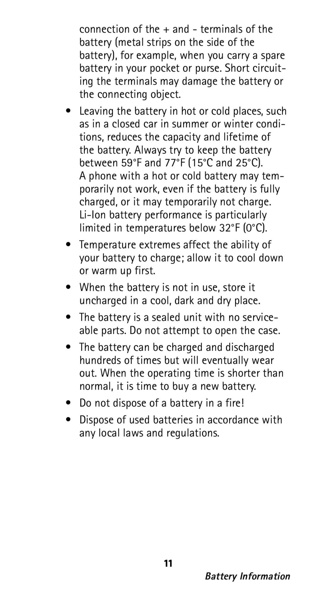 Nokia 282 owner manual Do not dispose of a battery in a fire 