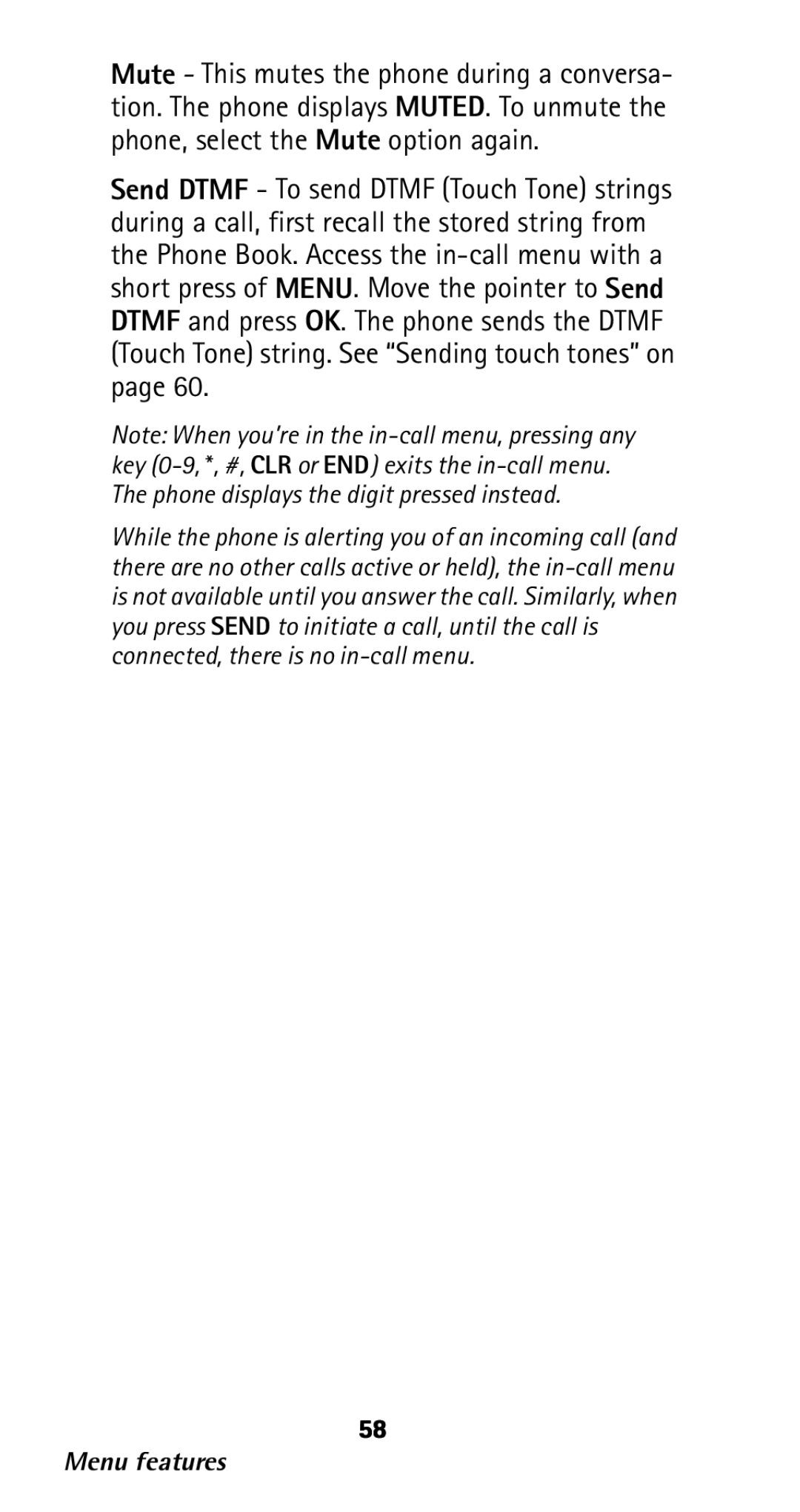 Nokia 282 owner manual Menu features 