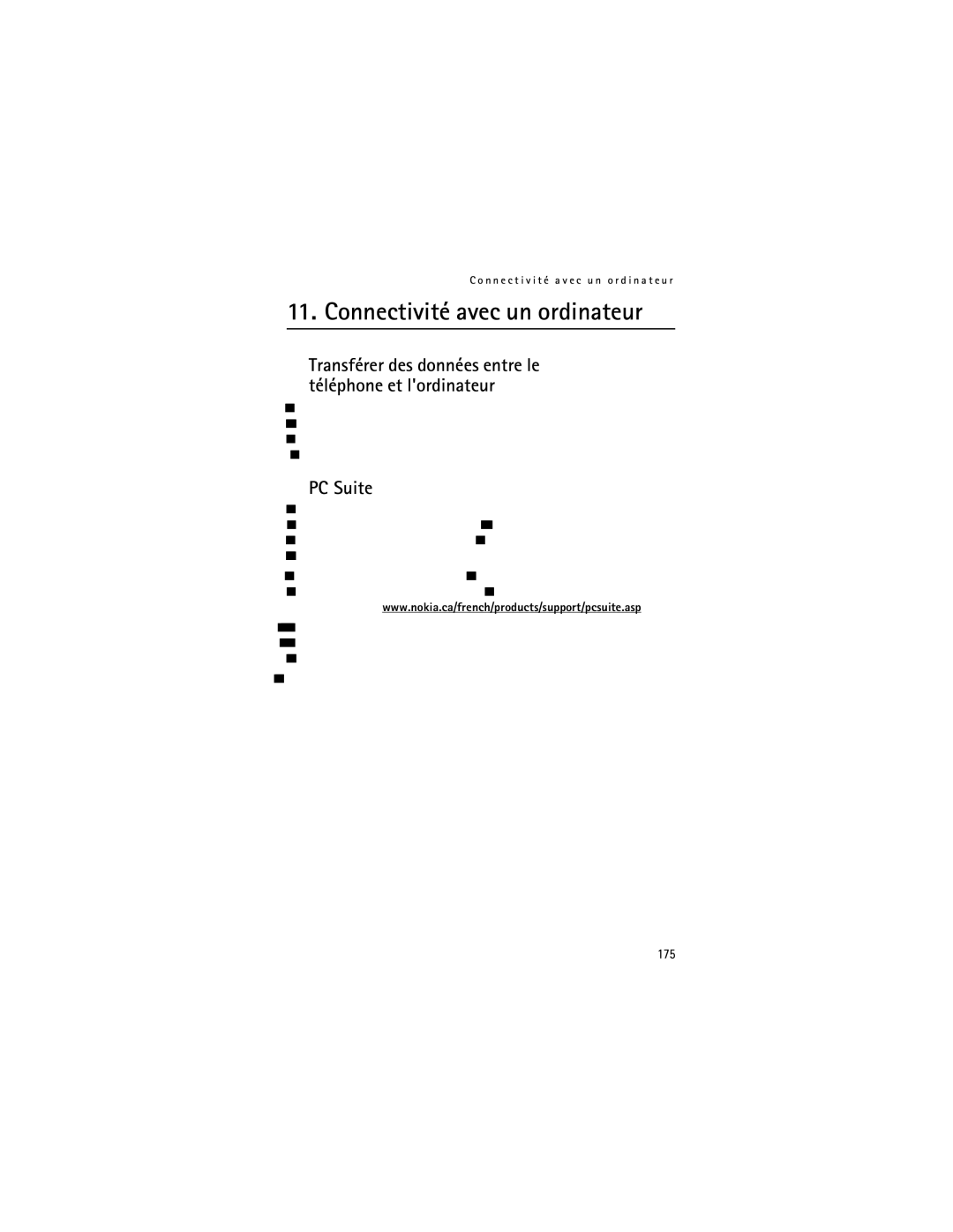 Nokia 2855i manual Connectivité avec un ordinateur, PC Suite, Transférer des données entre le téléphone et lordinateur, 175 