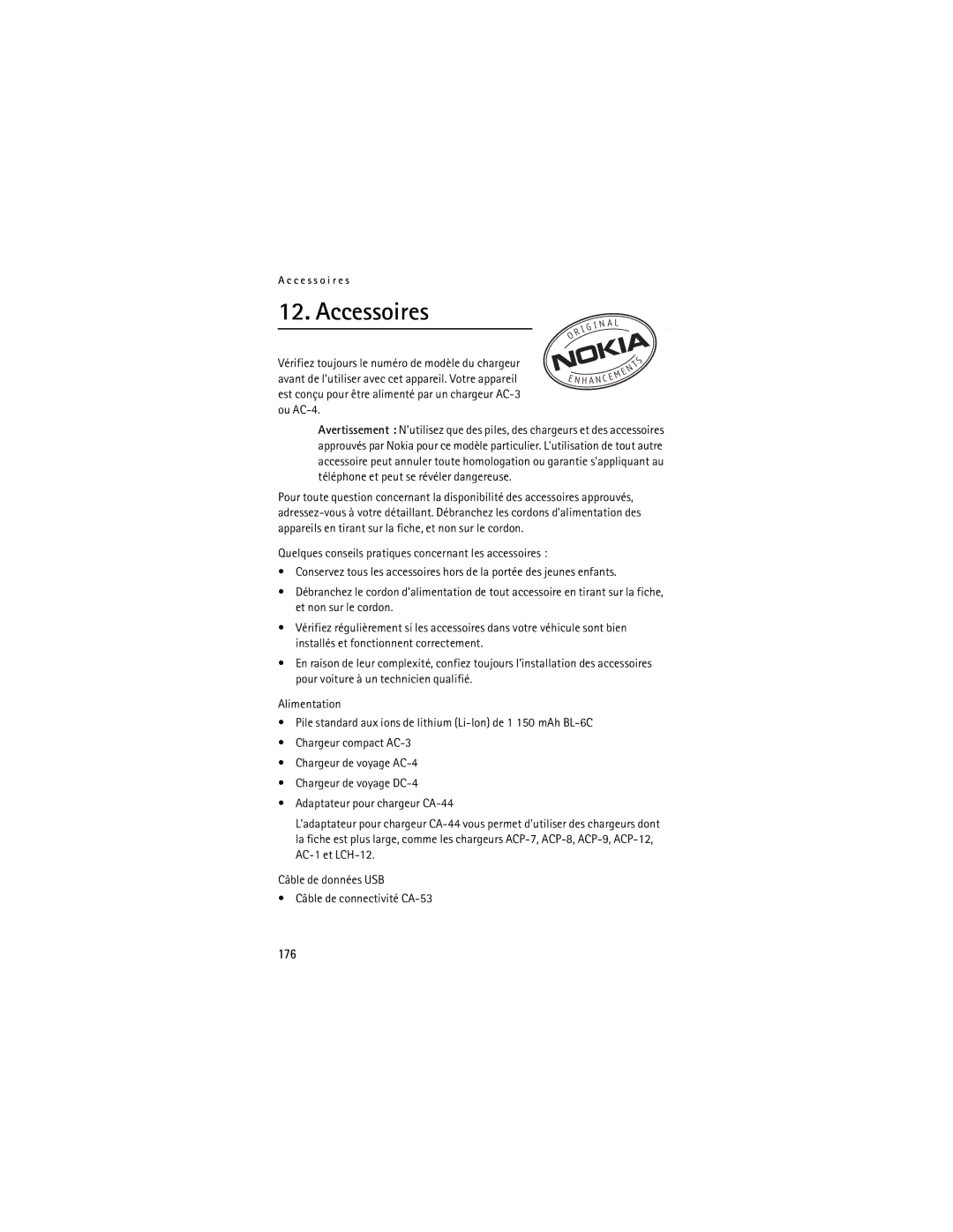 Nokia 2855i manual Accessoires, 176 