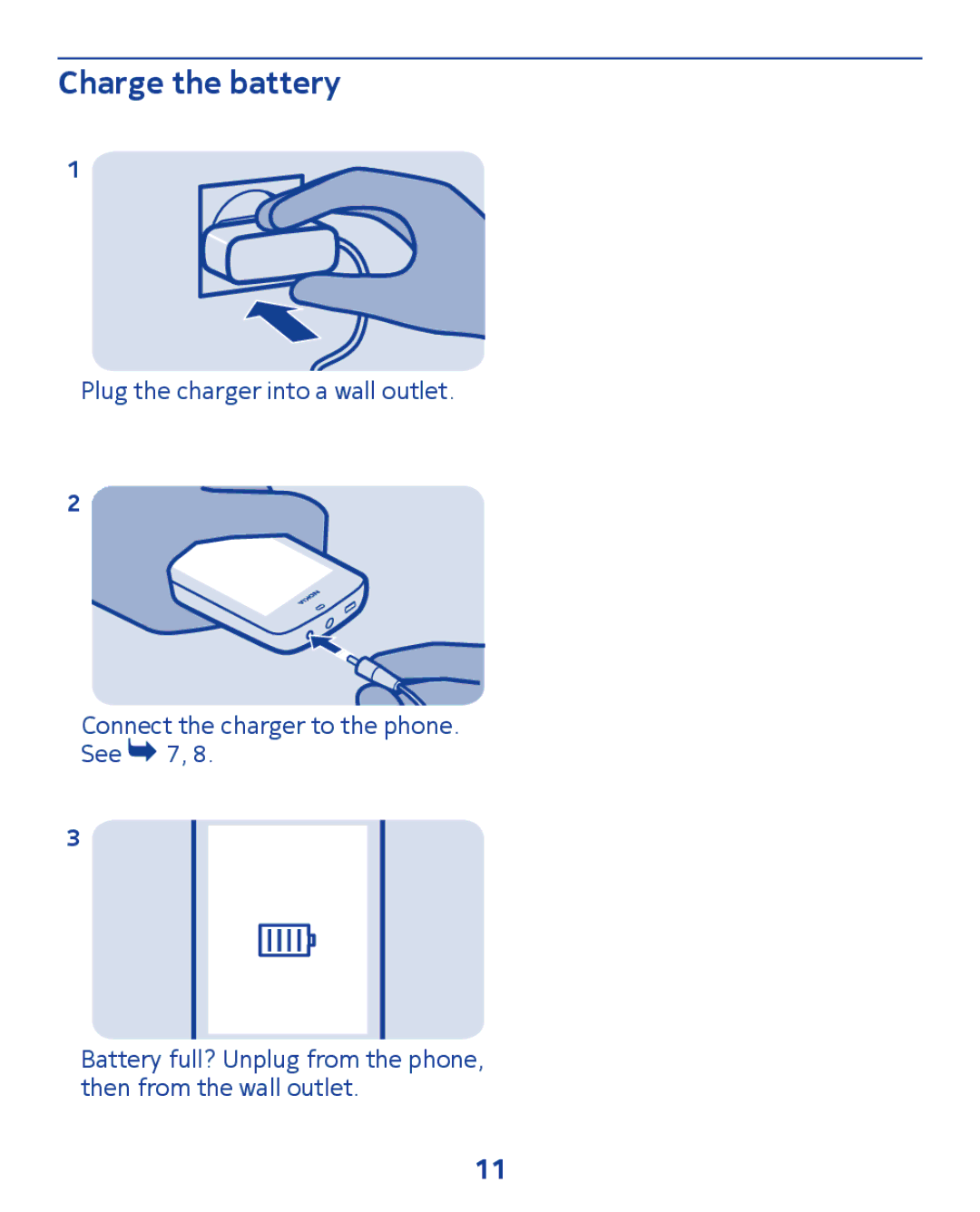 Nokia 300 manual Charge the battery 