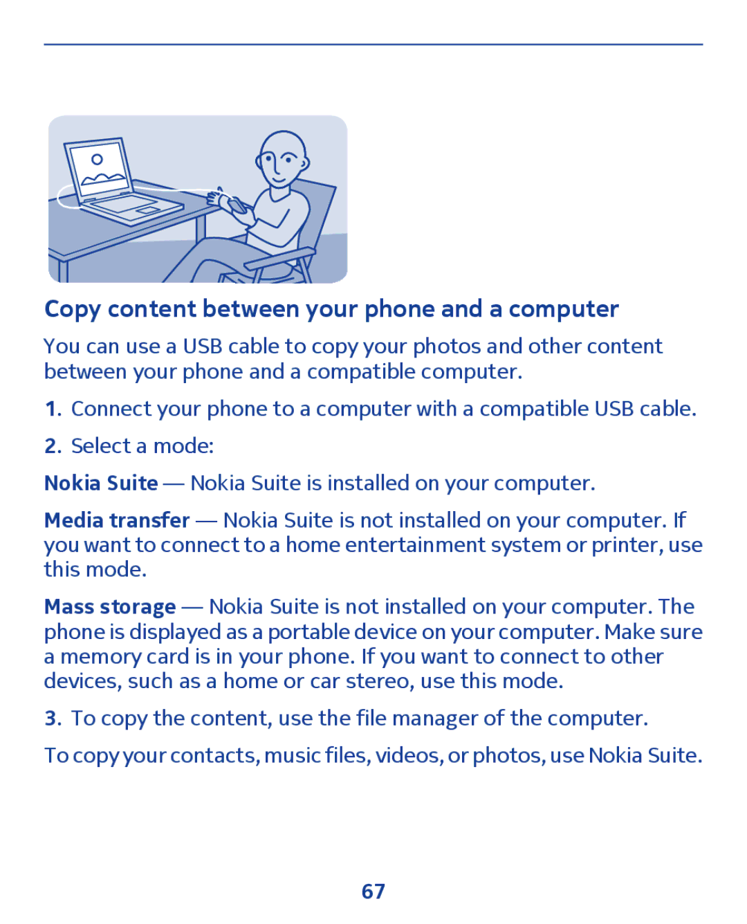 Nokia 300 manual Copy content between your phone and a computer 